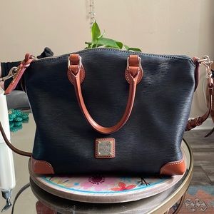 Hand bag satchel, textured leather , red interior